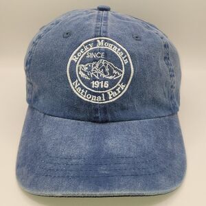 Vintage Rocky Mountain National Park RMNP Hat Cap Adjustable Blue Cotton EUC